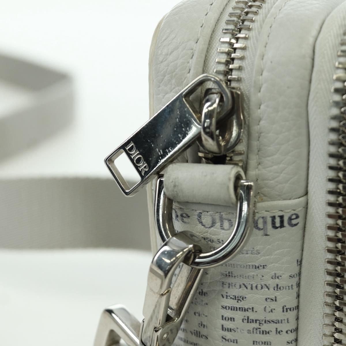 Christian Dior Daniel Arsham Shoulder Bag Leather White Silver Auth 171489V