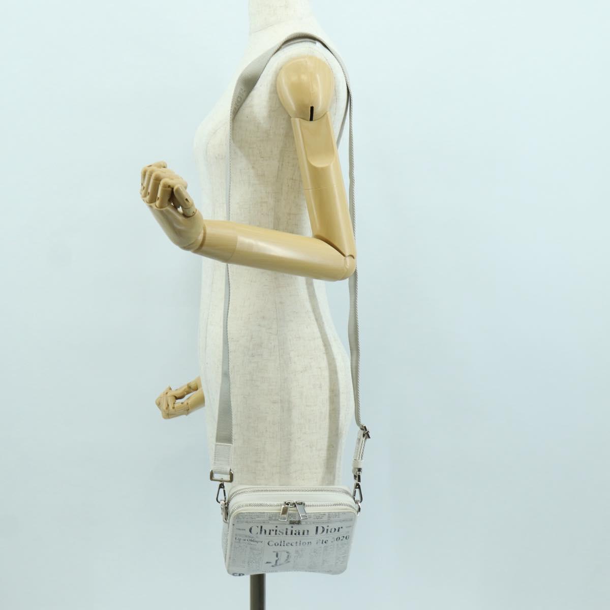 Christian Dior Daniel Arsham Shoulder Bag Leather White Silver Auth 171489V