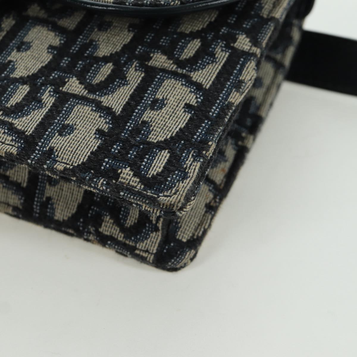 Christian Dior Trotter Canvas Saddle Waist bag Navy Gold Auth 171490SAV