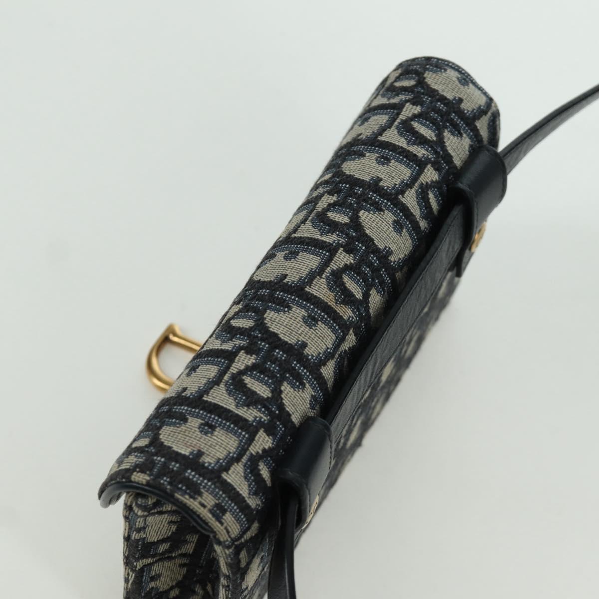 Christian Dior Trotter Canvas Saddle Waist bag Navy Gold Auth 171490SAV