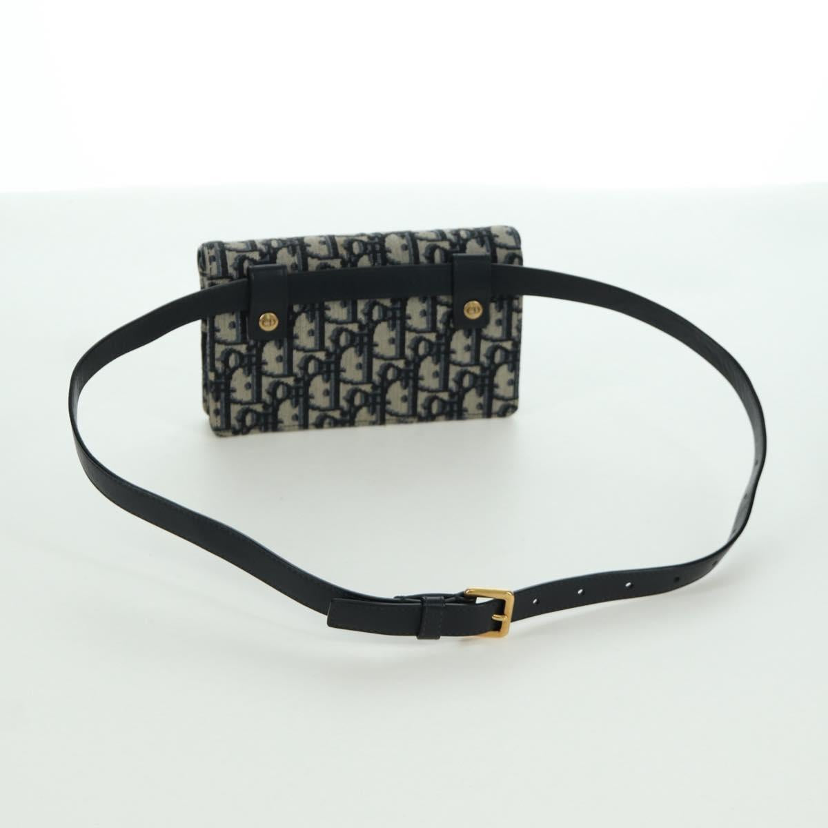 Christian Dior Trotter Canvas Saddle Waist bag Navy Gold Auth 171490SAV