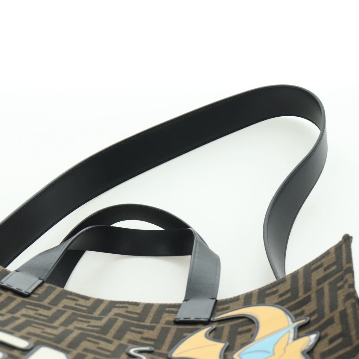 FENDI Zucca Canvas Fragment x Pokemon Hand Bag 2way Brown Black Auth 171492SM