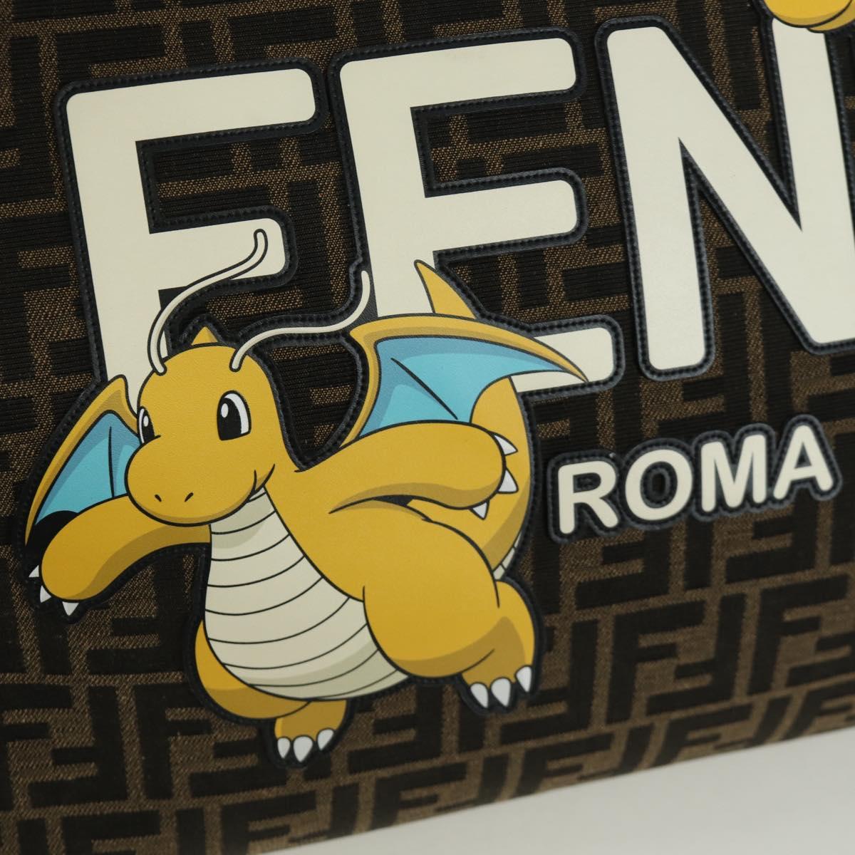 FENDI Zucca Canvas Fragment x Pokemon Hand Bag 2way Brown Black Auth 171492SM
