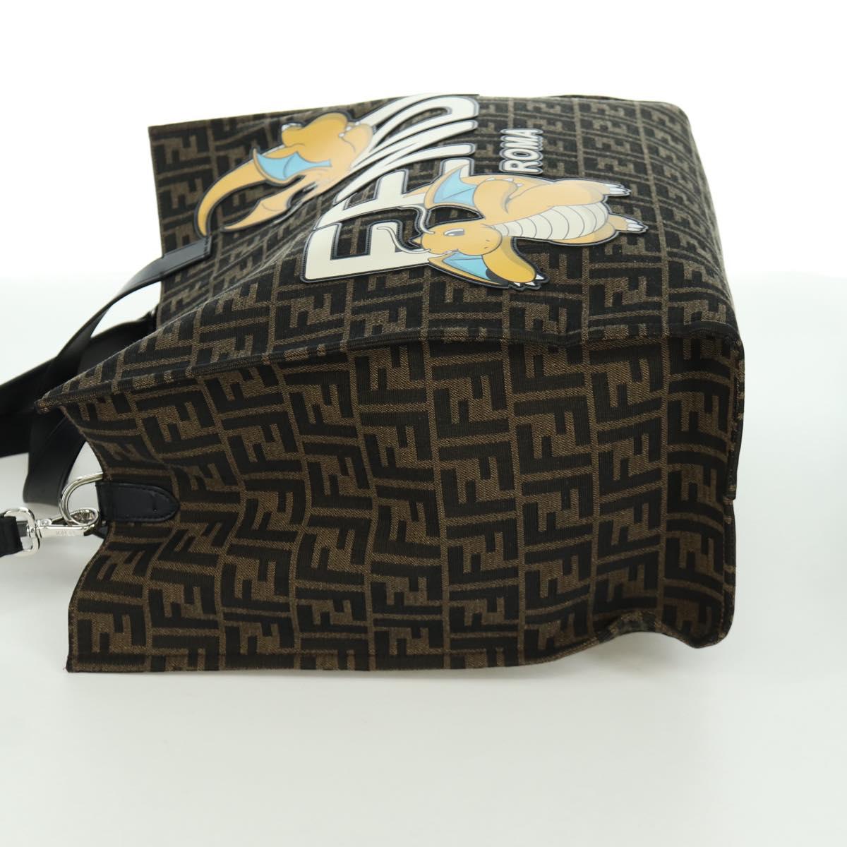 FENDI Zucca Canvas Fragment x Pokemon Hand Bag 2way Brown Black Auth 171492SM