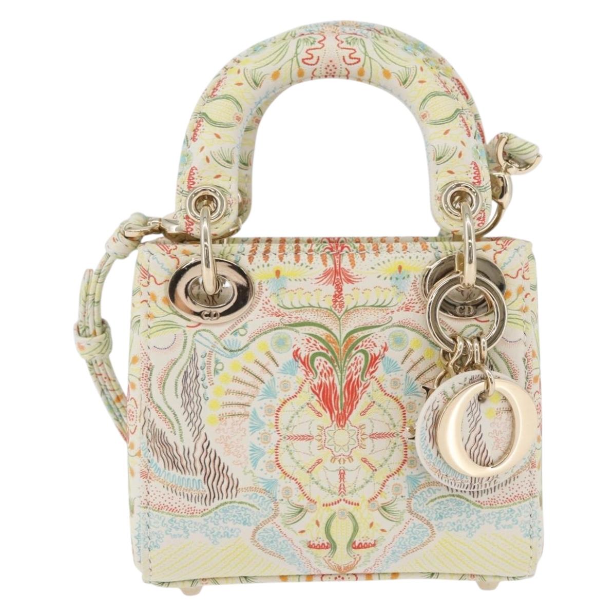 Christian Dior Micro Lady Dior Bag Leather 2way Multicolor Gold Auth 171506SM