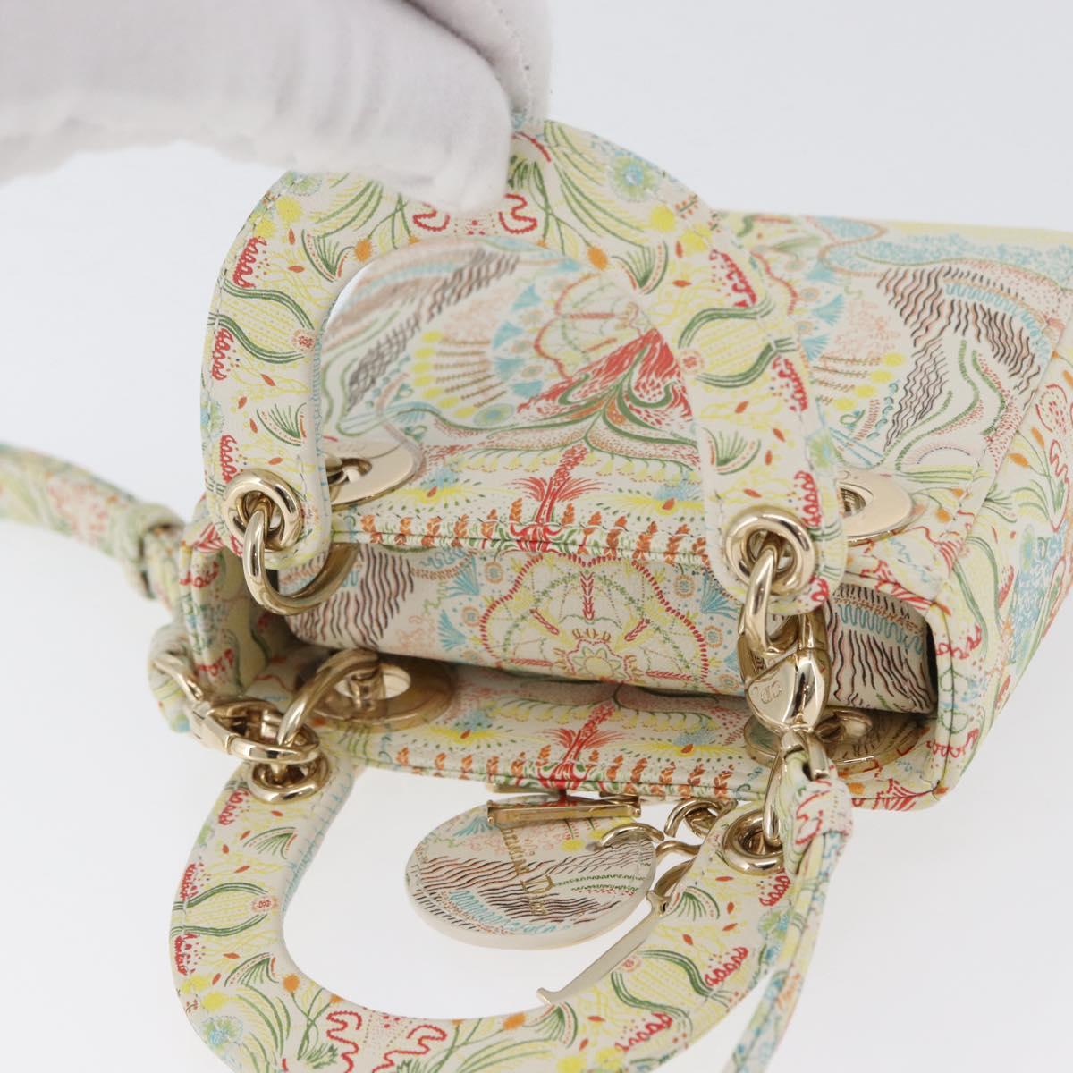 Christian Dior Micro Lady Dior Bag Leather 2way Multicolor Gold Auth 171506SM