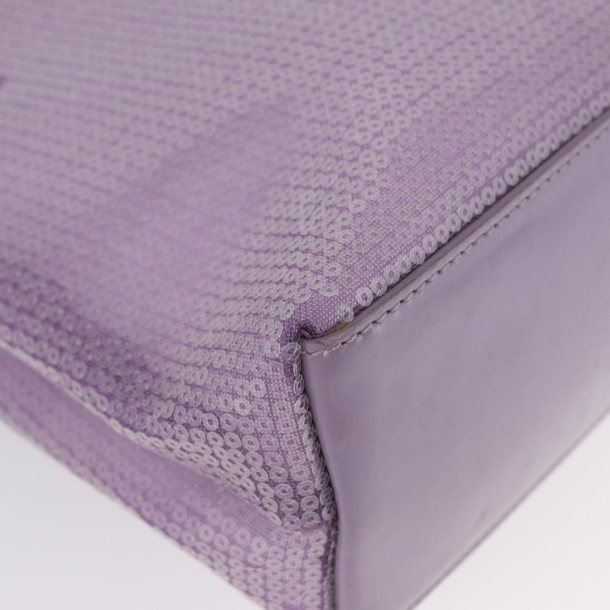 PRADA Sequin Hand Bag Leather Purple Auth 171514A