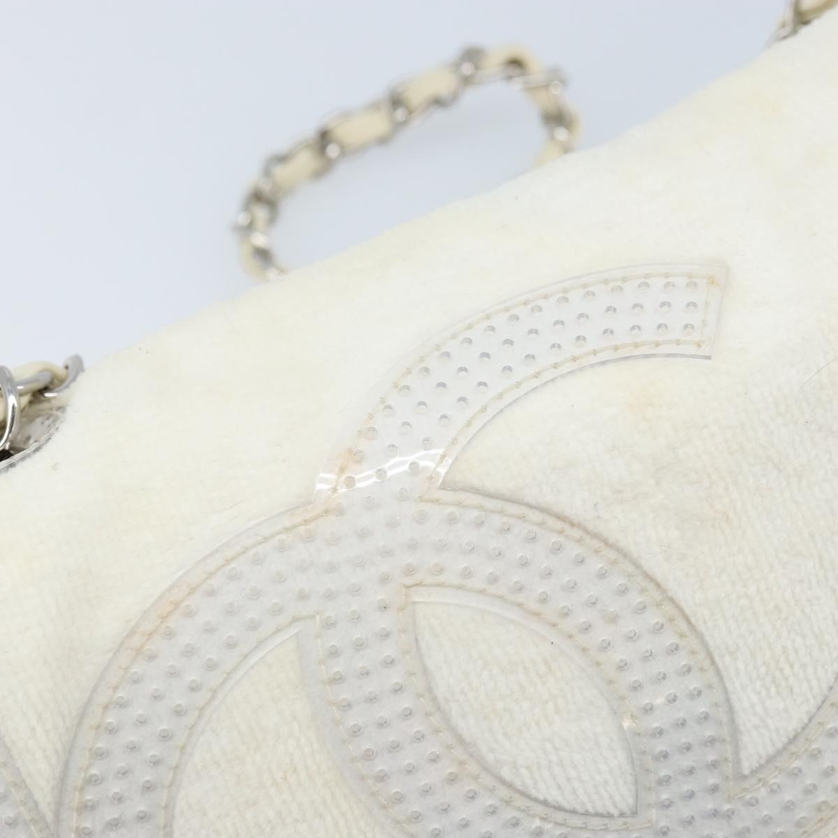 CHANEL Chain Shoulder Bag Pile White Silver CC Auth 171518A