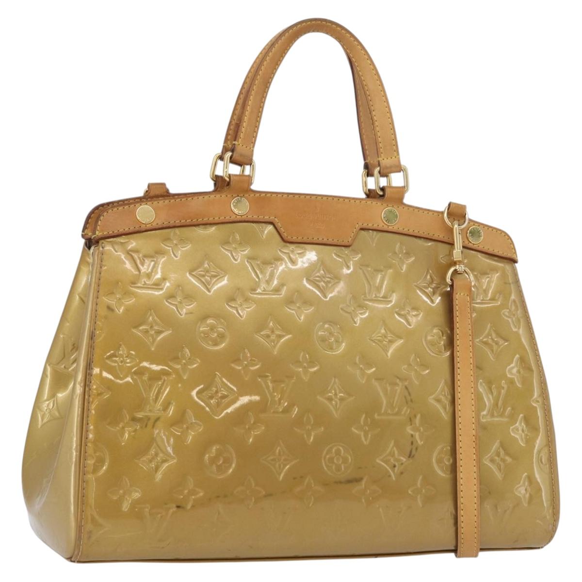 LOUIS VUITTON Vernis Blair MM Hand Bag 2way Beige Poodle M91755 LV Auth 171519
