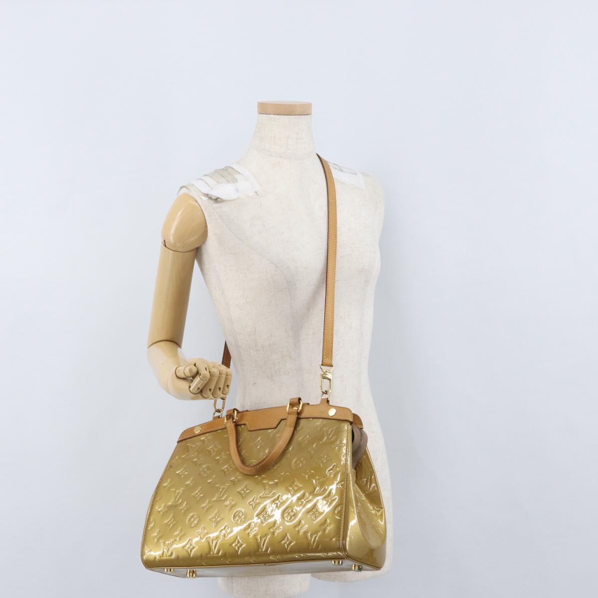 LOUIS VUITTON Vernis Blair MM Hand Bag 2way Beige Poodle M91755 LV Auth 171519