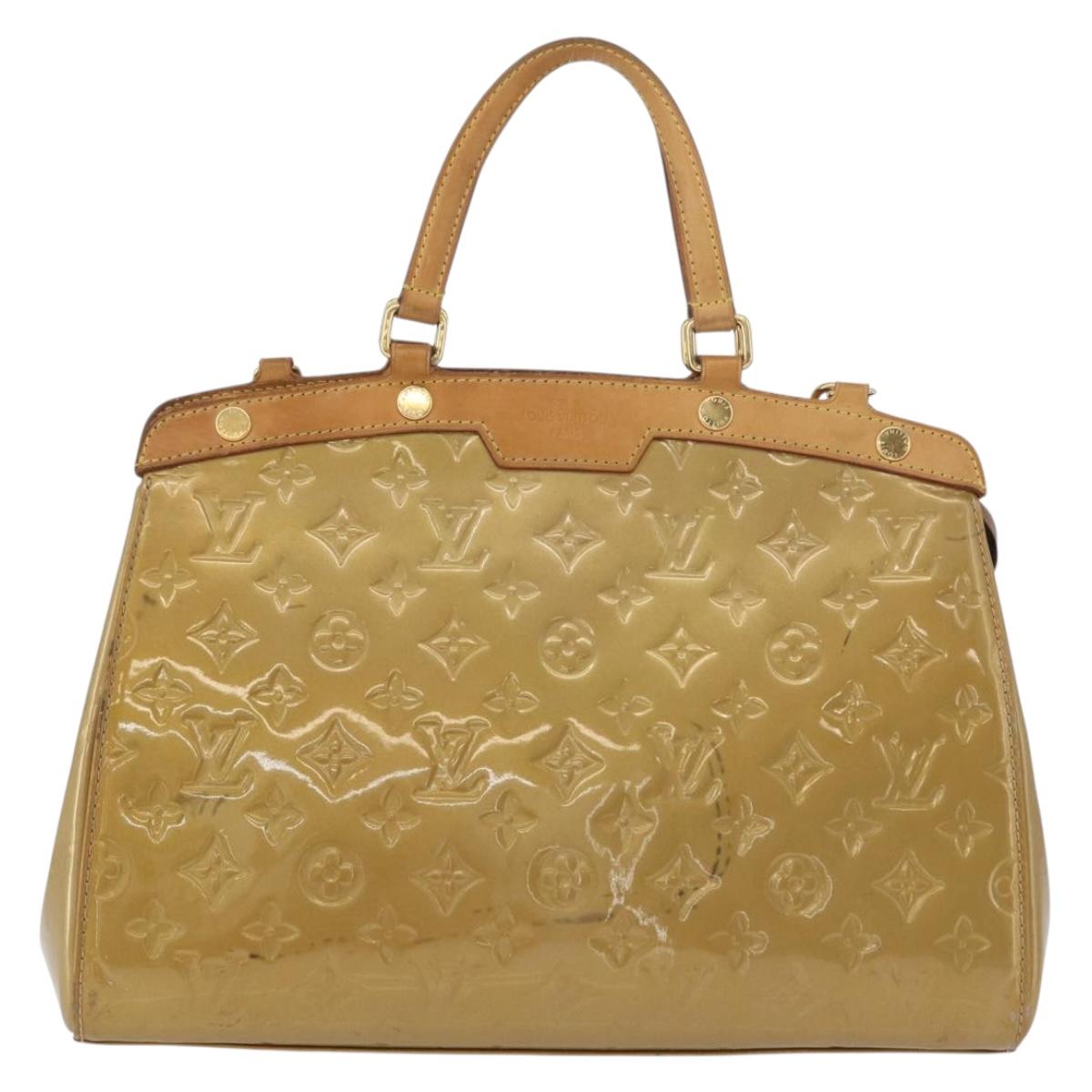 LOUIS VUITTON Vernis Blair MM Hand Bag 2way Beige Poodle M91755 LV Auth 171519