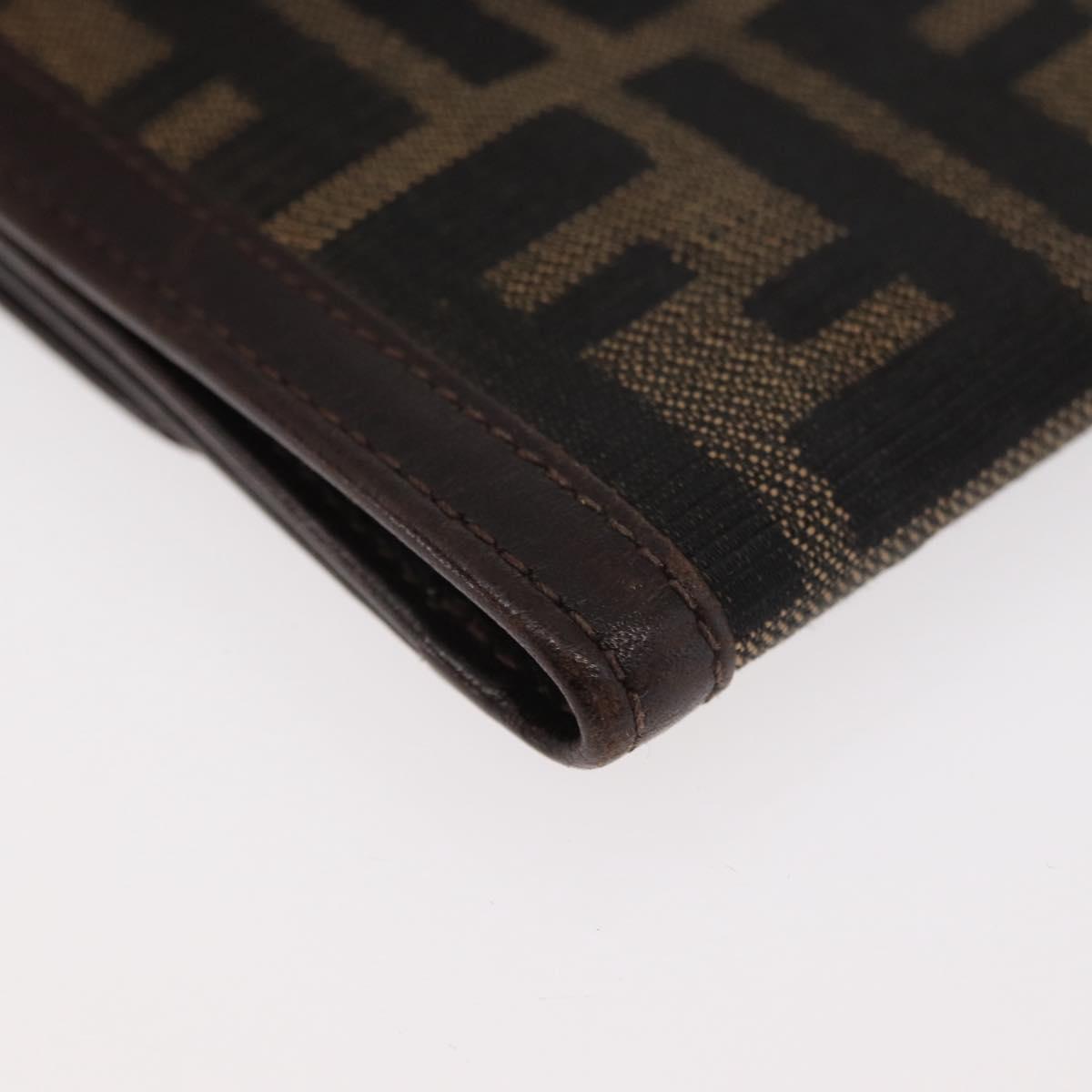 FENDI Zucca Canvas Bifold Wallet Black Brown Auth 171523