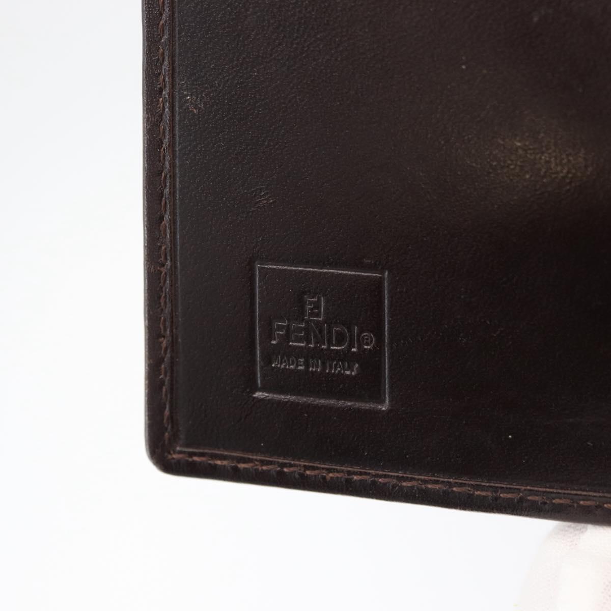 FENDI Zucca Canvas Bifold Wallet Black Brown Auth 171523