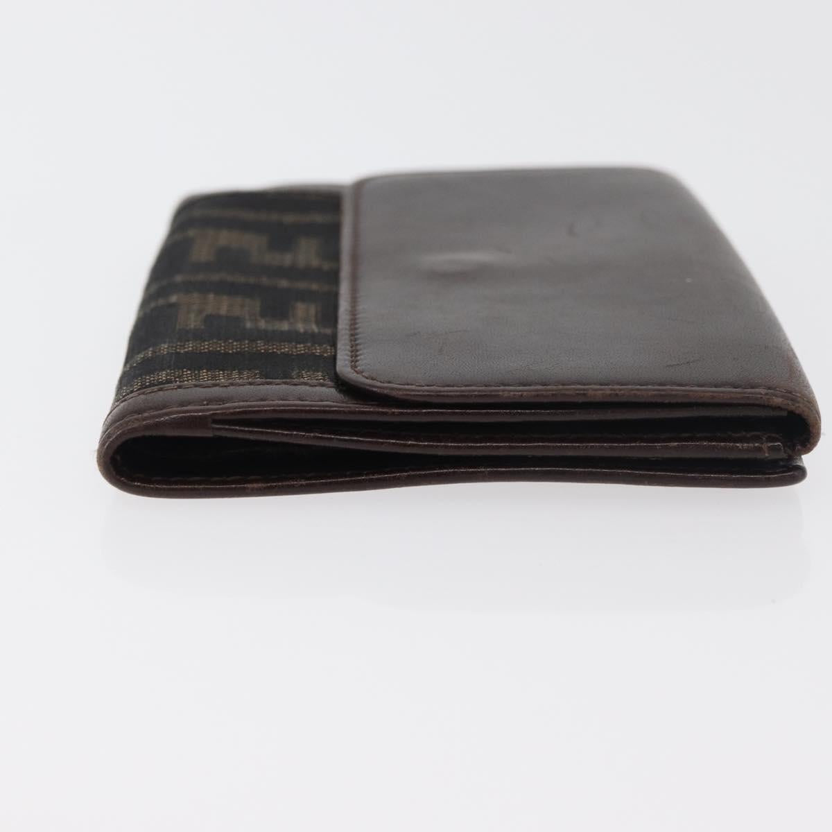 FENDI Zucca Canvas Bifold Wallet Black Brown Auth 171523