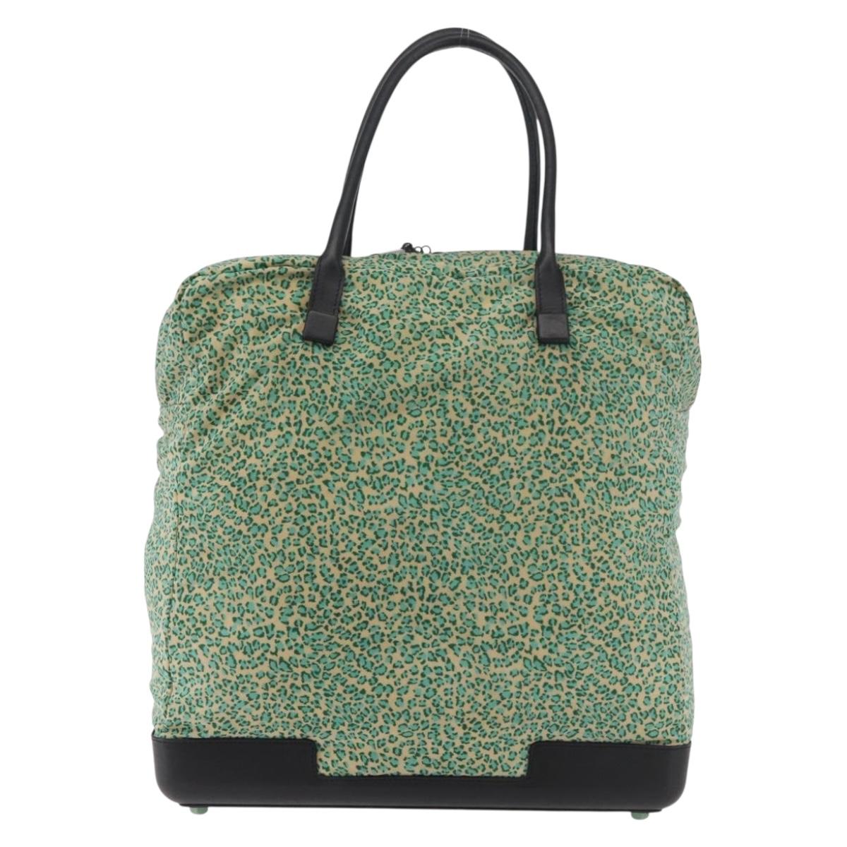 BOTTEGA VENETA Hand Bag Nylon Leather Green Auth 171524