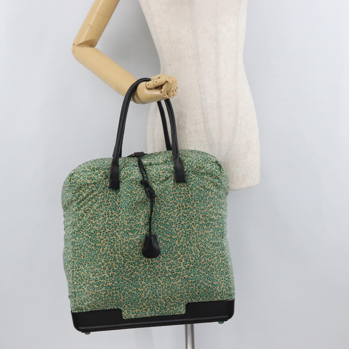 BOTTEGA VENETA Hand Bag Nylon Leather Green Auth 171524