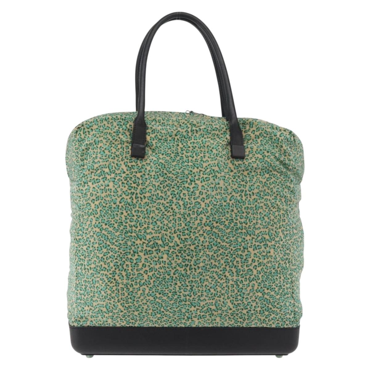 BOTTEGA VENETA Hand Bag Nylon Leather Green Auth 171524