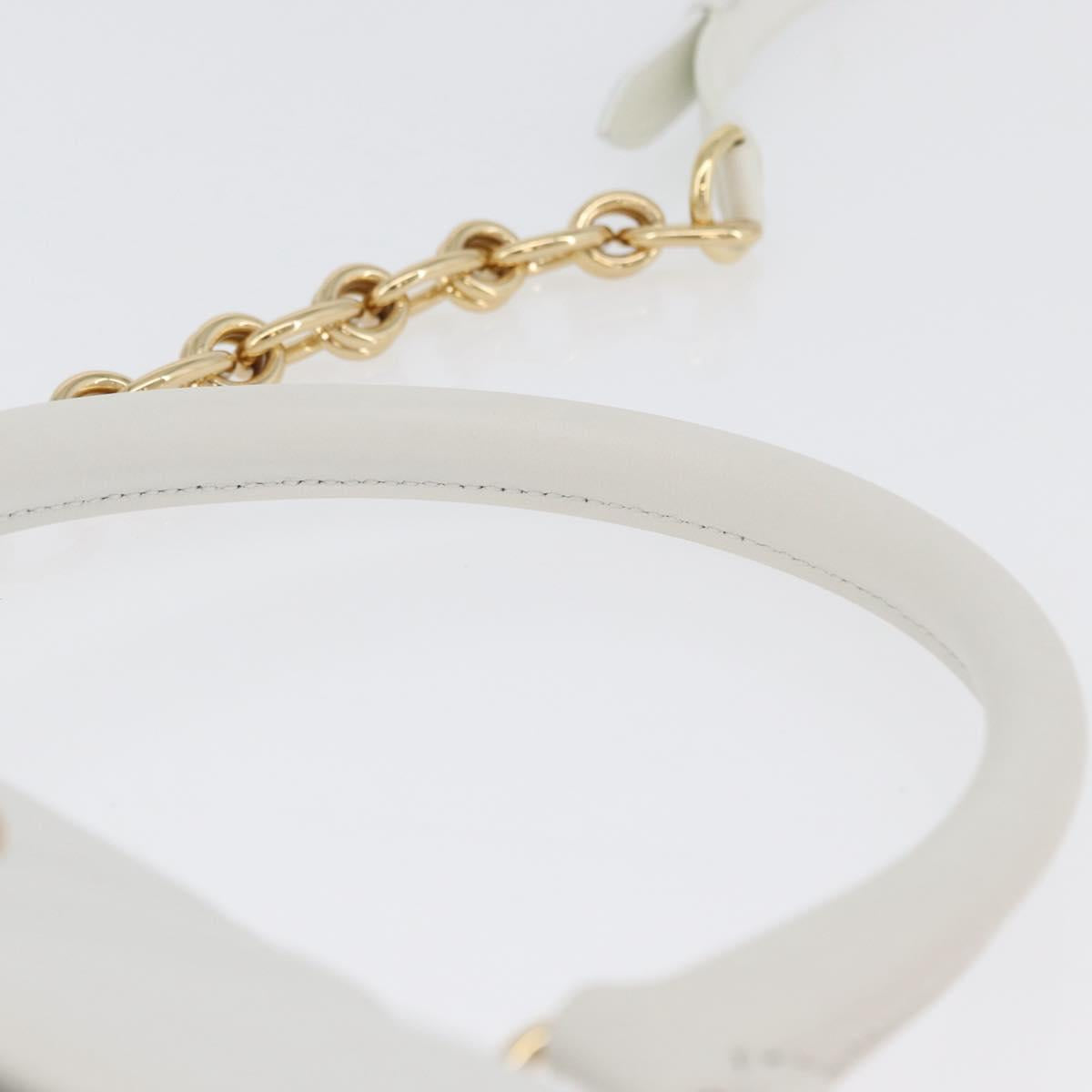 Salvatore Ferragamo Gancini Chain Bag Leather 2way White Gold Auth 171530M