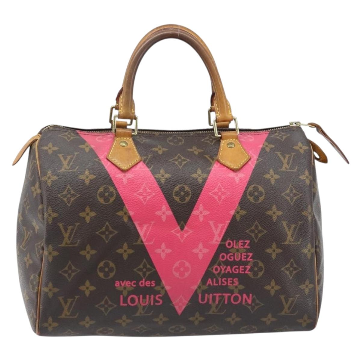 LOUIS VUITTON Monogram V Line Speedy 30 Hand Bag Pink LV Auth 171531A