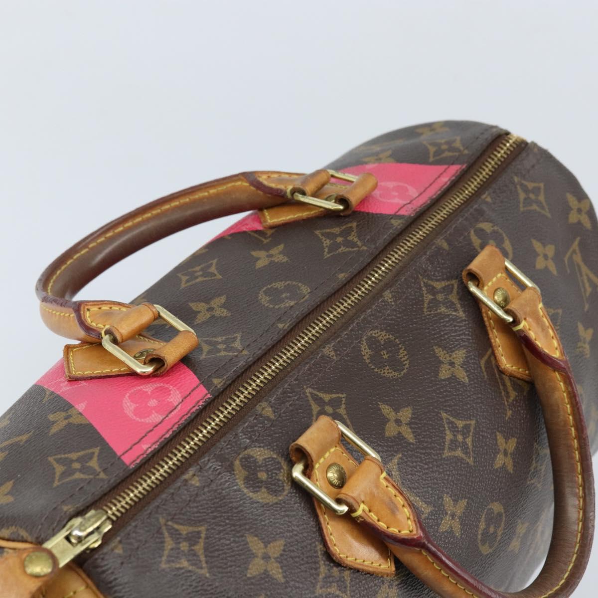 LOUIS VUITTON Monogram V Line Speedy 30 Hand Bag Pink LV Auth 171531A