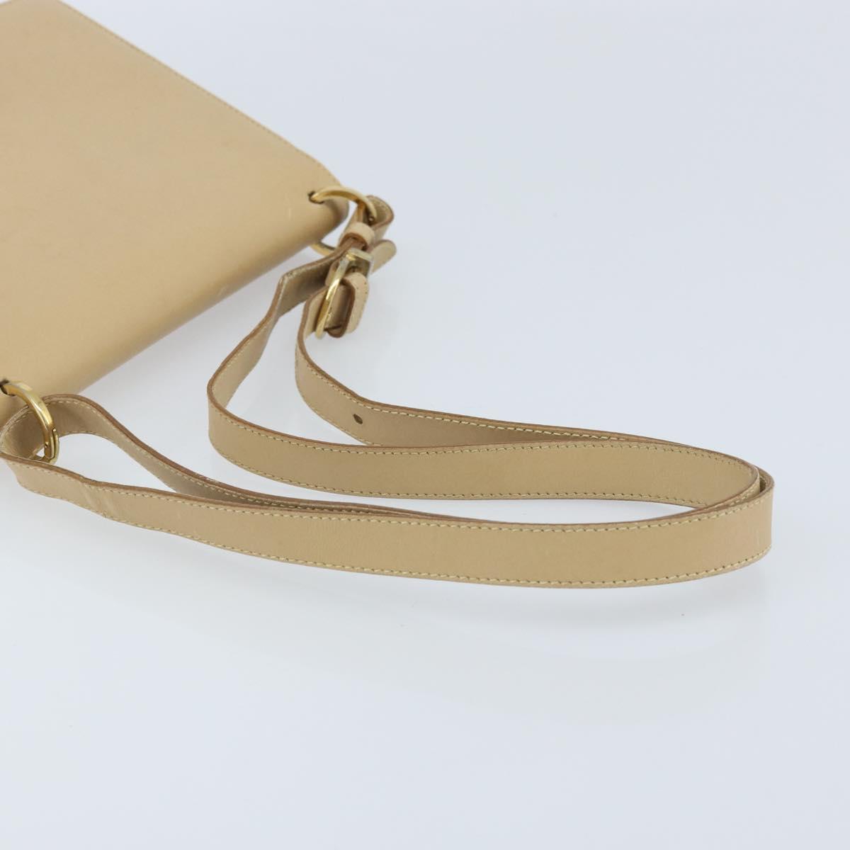 Salvatore Ferragamo Gancini Shoulder Bag Leather Beige Gold Auth 171532