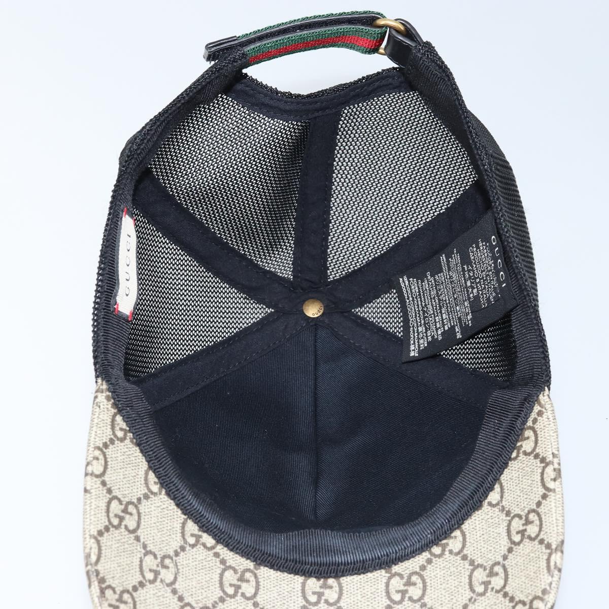 GUCCI GG Supreme Web Sherry Line Cap PVC L Beige Red Green 426887 Auth 171533