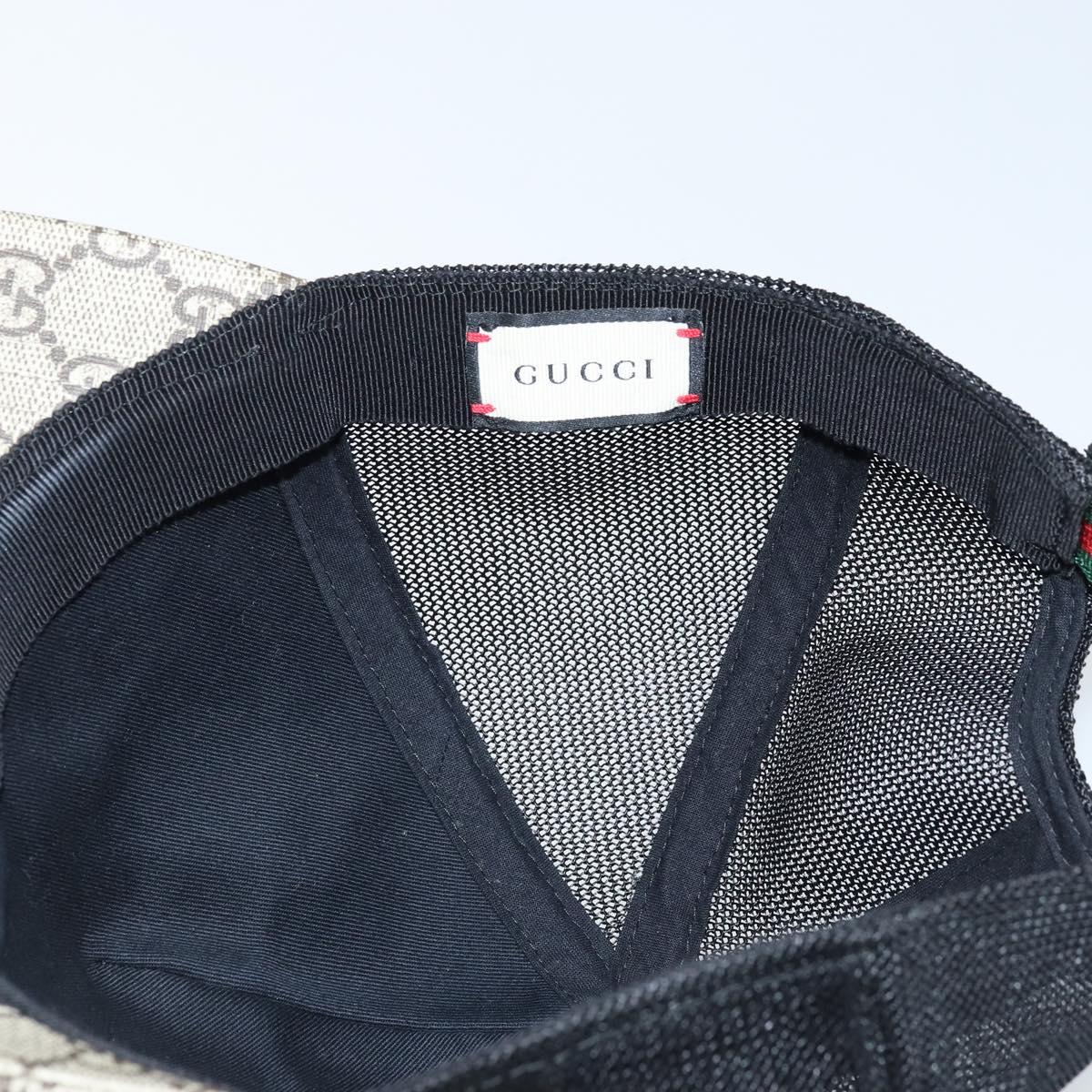 GUCCI GG Supreme Web Sherry Line Cap PVC L Beige Red Green 426887 Auth 171533