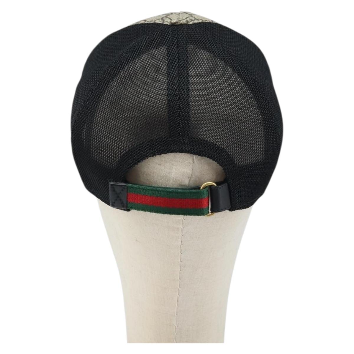 GUCCI GG Supreme Web Sherry Line Cap PVC L Beige Red Green 426887 Auth 171533
