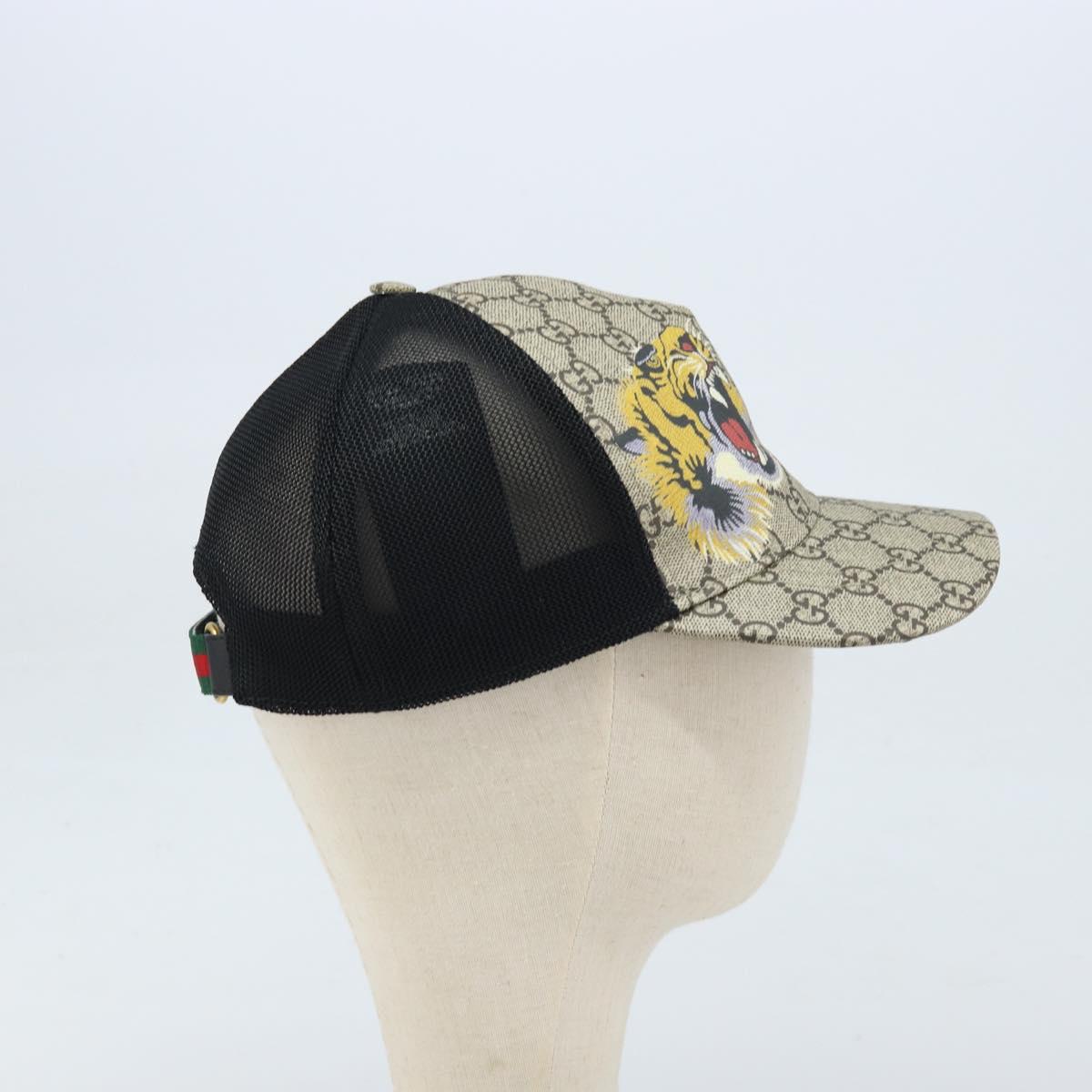 GUCCI GG Supreme Web Sherry Line Cap PVC L Beige Red Green 426887 Auth 171533