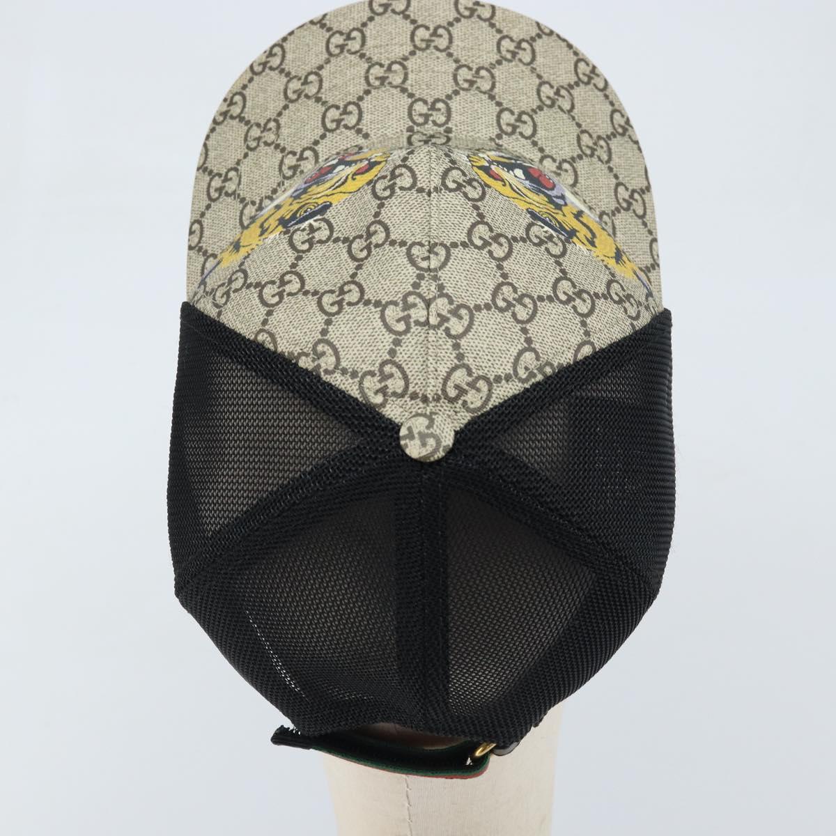 GUCCI GG Supreme Web Sherry Line Cap PVC L Beige Red Green 426887 Auth 171533