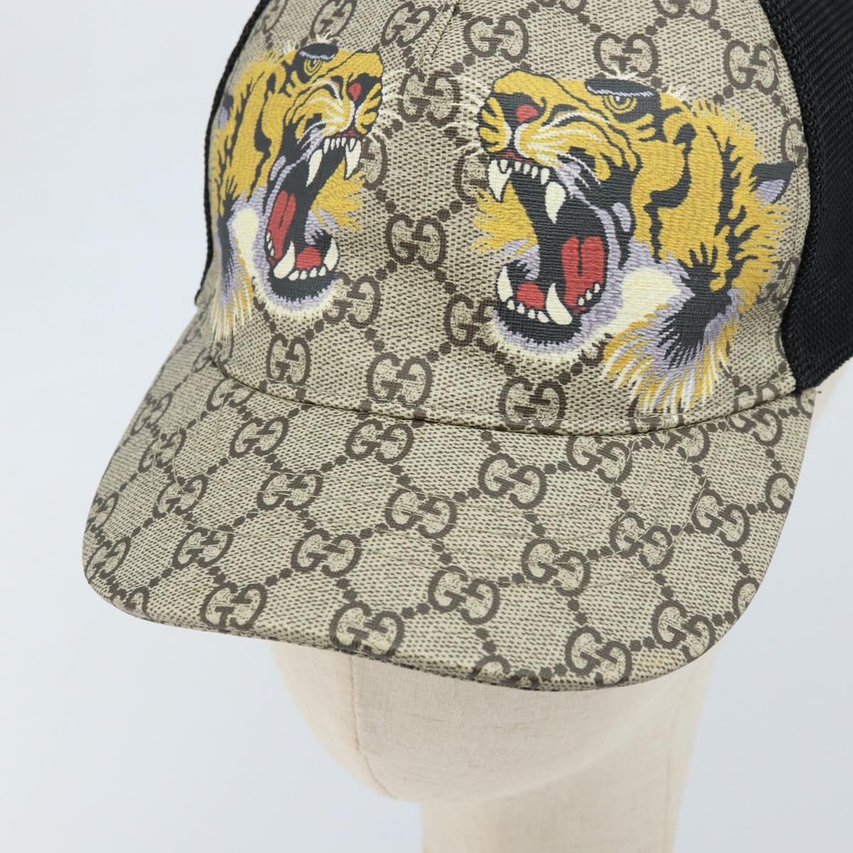 GUCCI GG Supreme Web Sherry Line Cap PVC L Beige Red Green 426887 Auth 171533