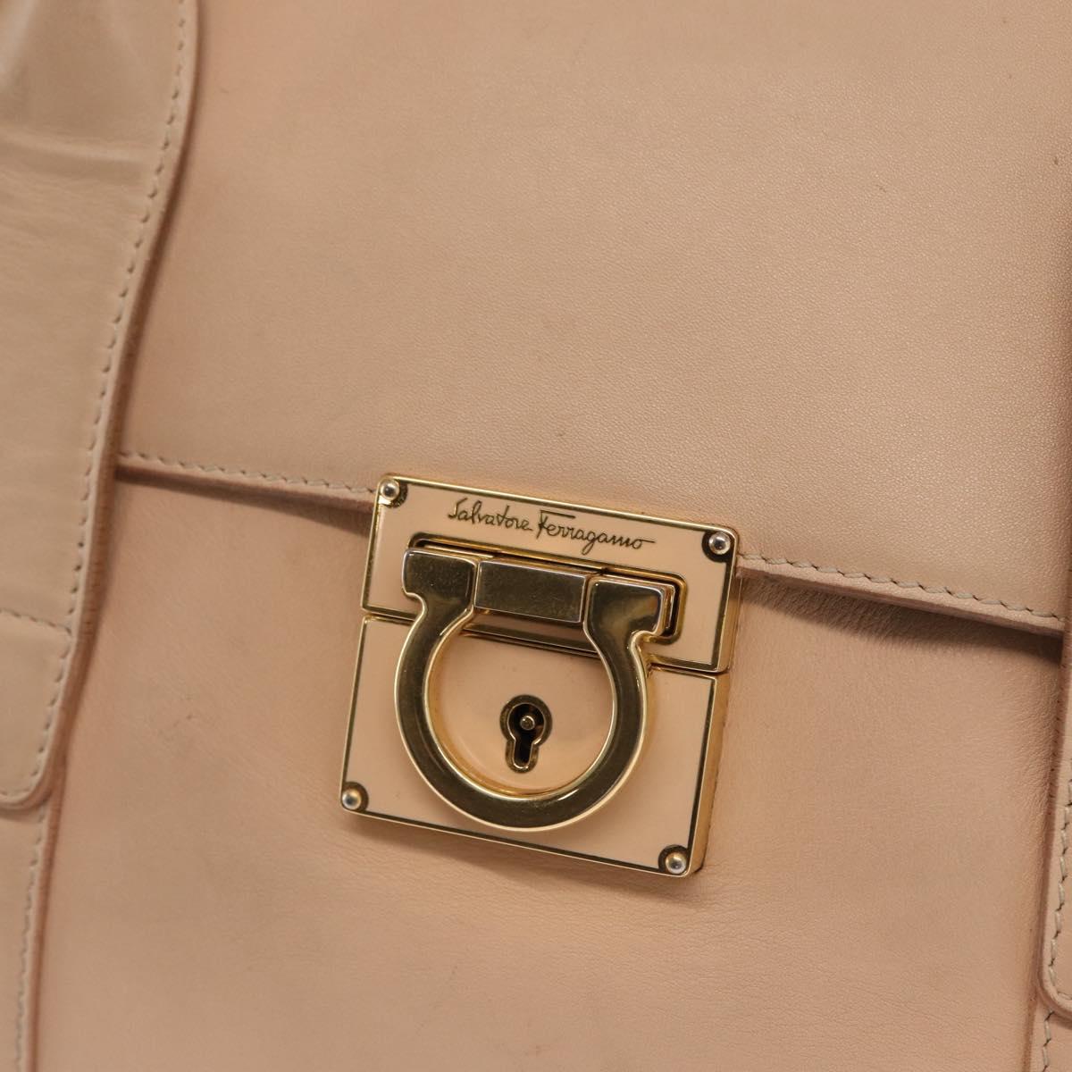 Salvatore Ferragamo Gancini Shoulder Bag Leather Pink Gold Auth 171552