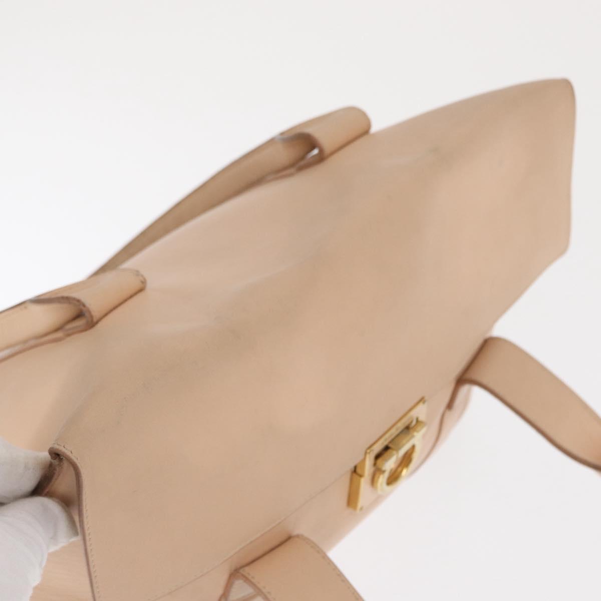 Salvatore Ferragamo Gancini Shoulder Bag Leather Pink Gold Auth 171552