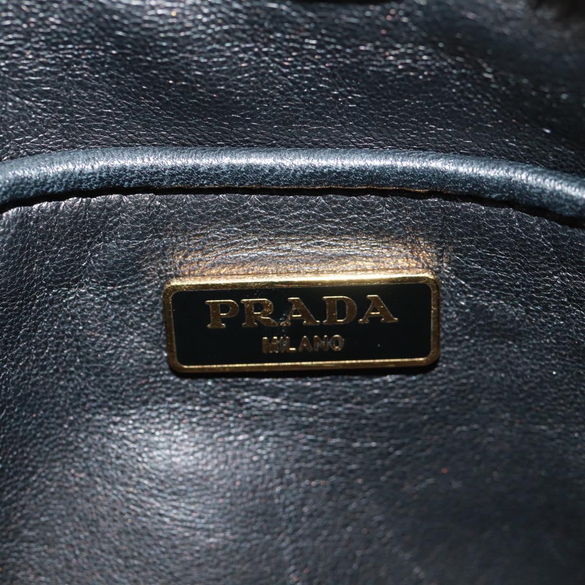 PRADA ribbon Shoulder Bag Leather Black Red gold Auth 171555V