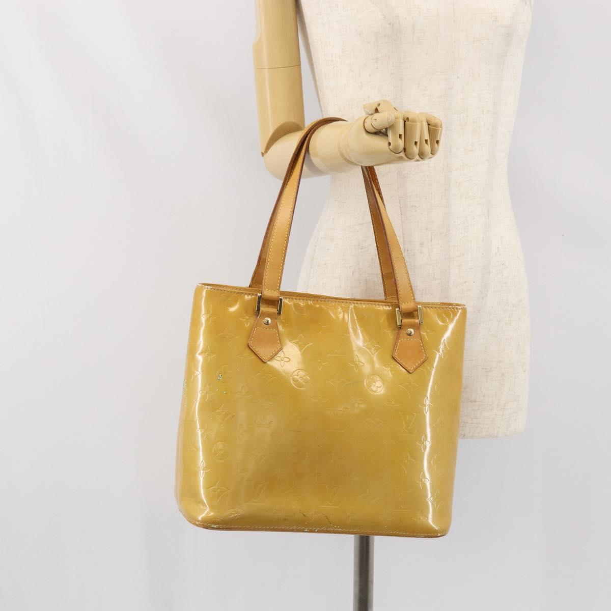 LOUIS VUITTON Monogram Vernis Houston Hand Bag Beige M91004 LV Auth 171560