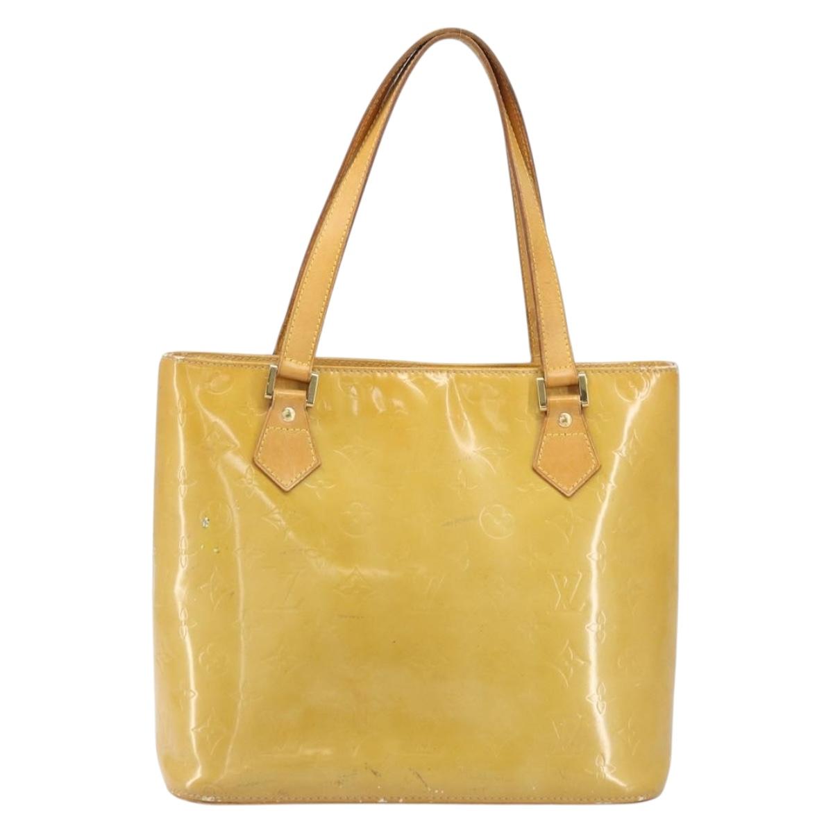 LOUIS VUITTON Monogram Vernis Houston Hand Bag Beige M91004 LV Auth 171560