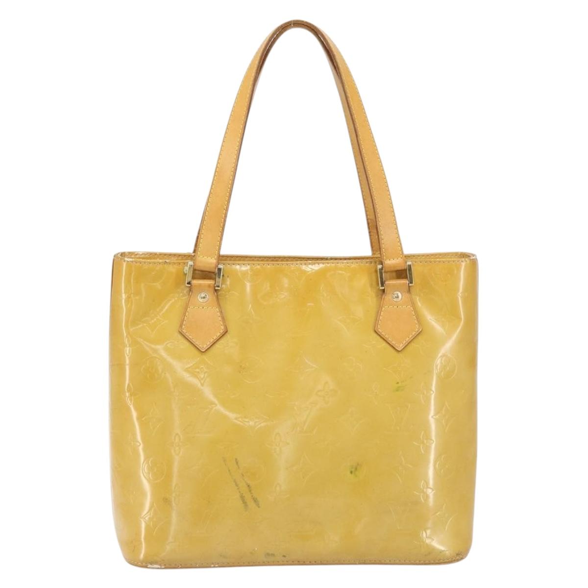 LOUIS VUITTON Monogram Vernis Houston Hand Bag Beige M91004 LV Auth 171560