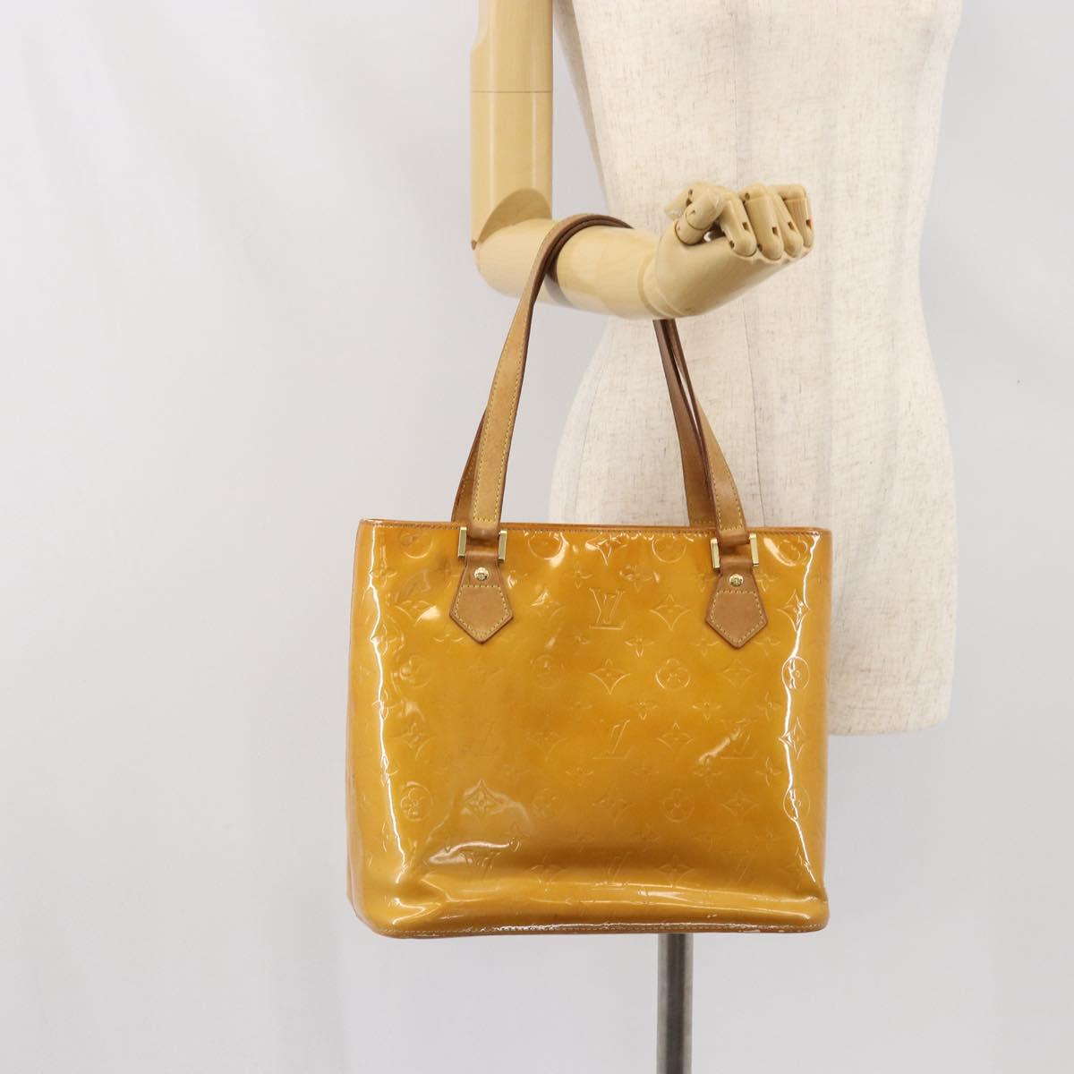 LOUIS VUITTON Monogram Vernis Houston Hand Bag Beige M91004 LV Auth 171561