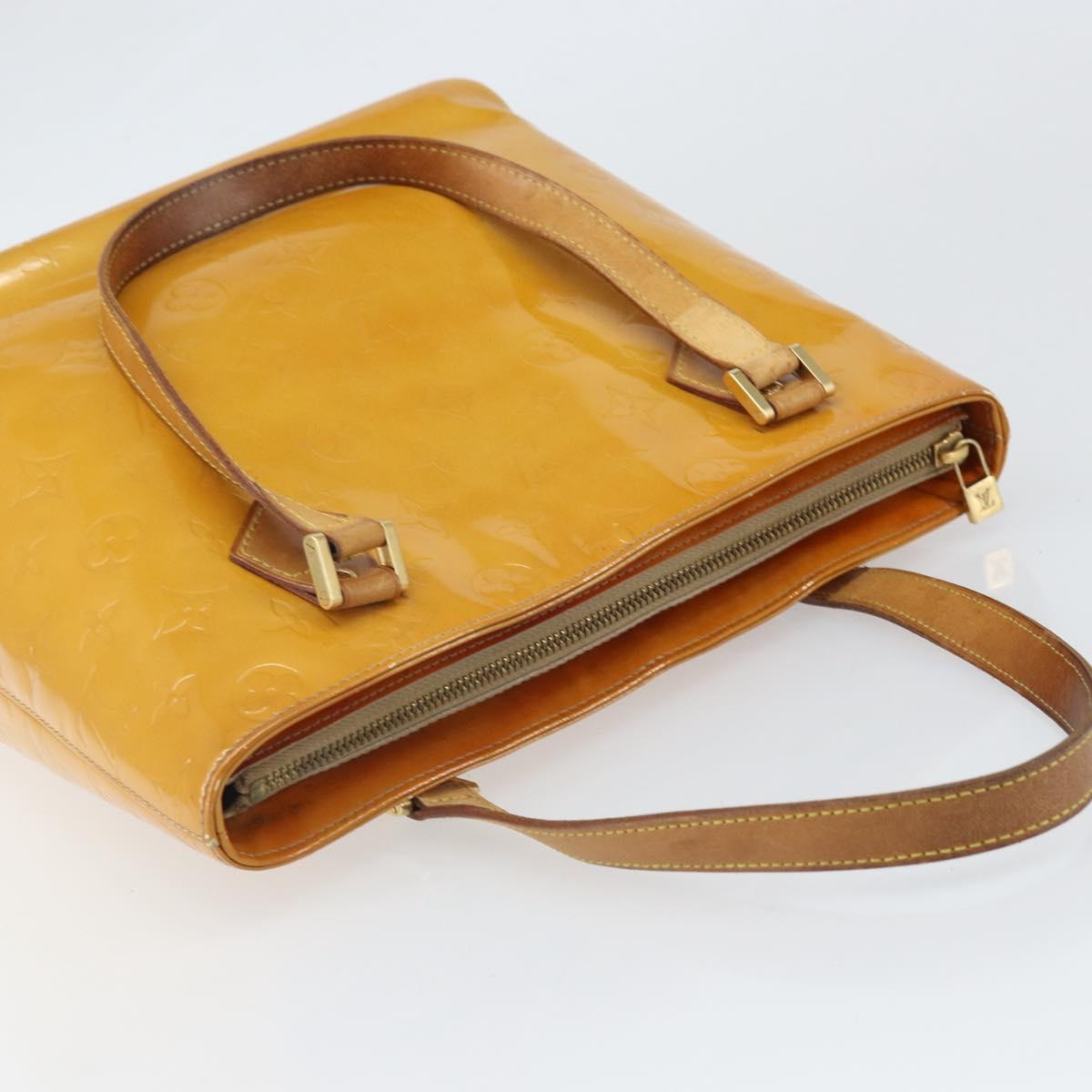 LOUIS VUITTON Monogram Vernis Houston Hand Bag Beige M91004 LV Auth 171561