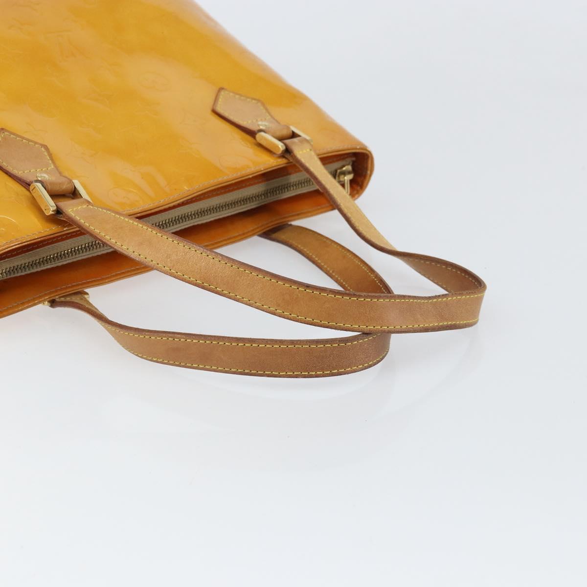 LOUIS VUITTON Monogram Vernis Houston Hand Bag Beige M91004 LV Auth 171561