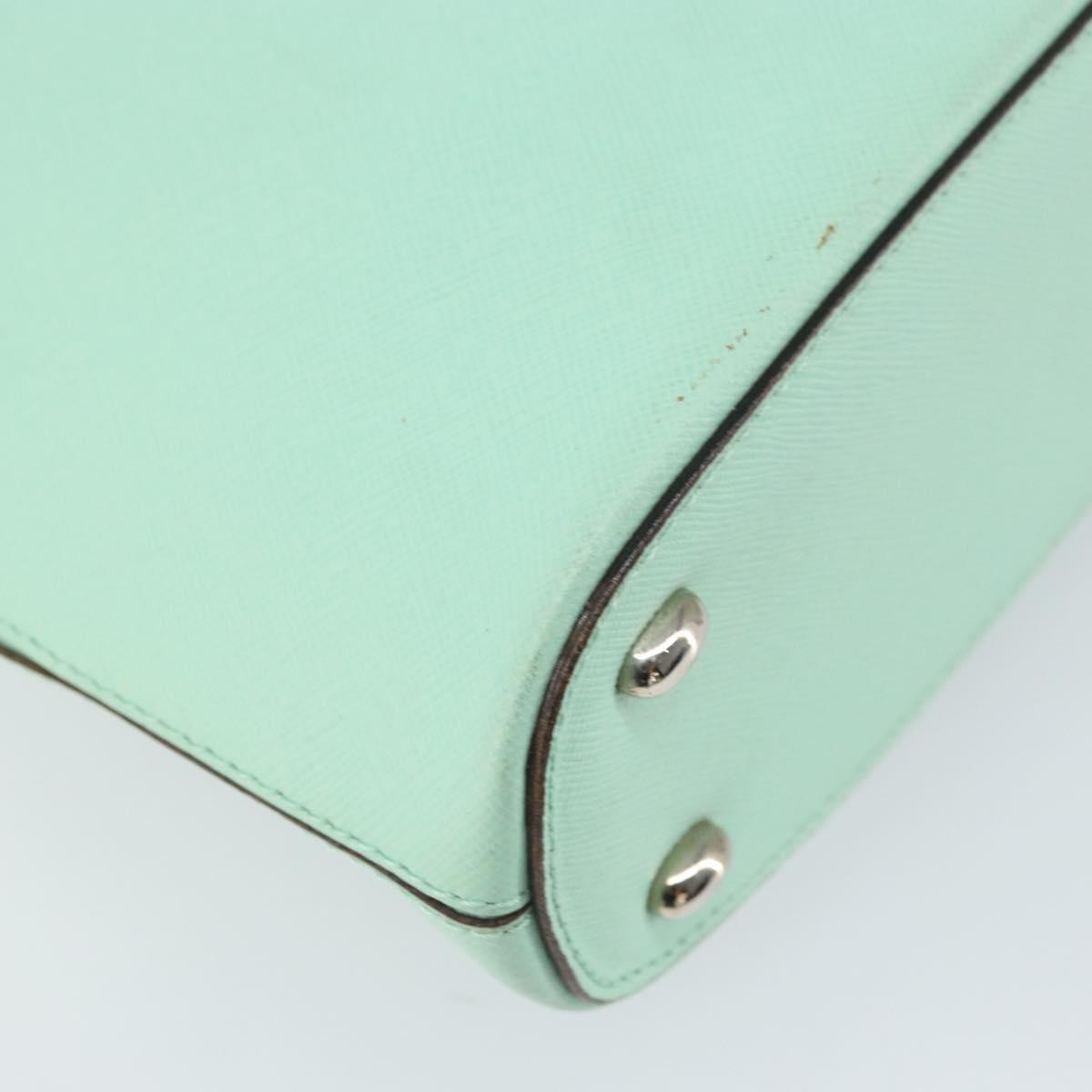 CELINE Circle Hand Bag Leather Green Silver Auth 171568