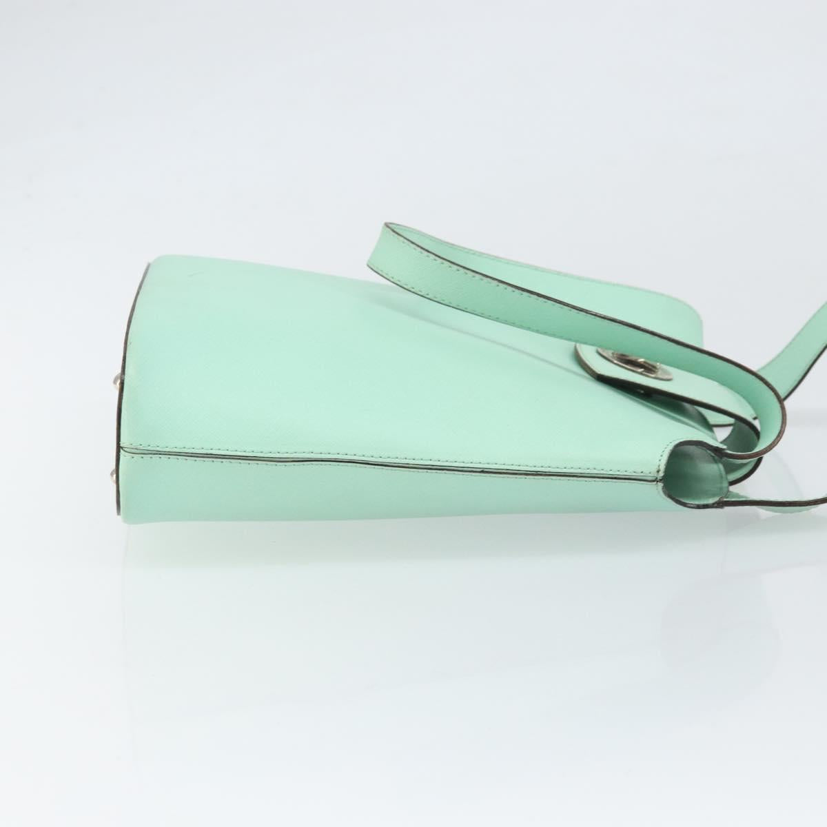 CELINE Circle Hand Bag Leather Green Silver Auth 171568