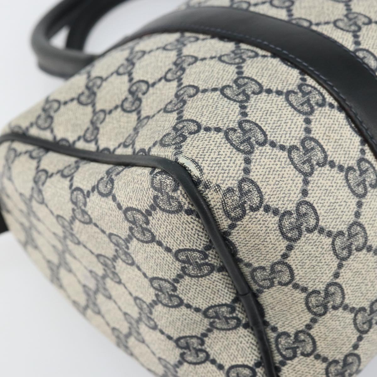 GUCCI GG Supreme Sherry Line Boston Bag PVC Navy Gold 010 47 301 Auth 171571