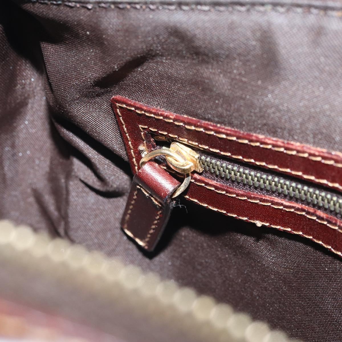 FENDI Zucchino Canvas Boston Bag Patent leather Brown Gold Auth 171572