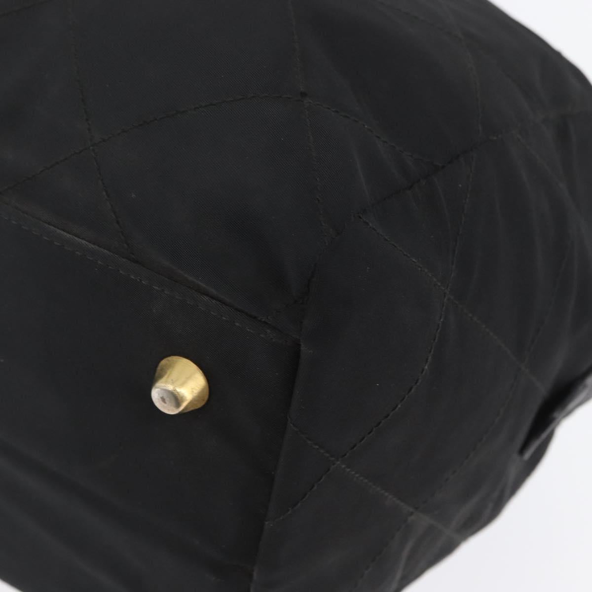 PRADA Chain Hand Bag Nylon Black Gold Auth 171579