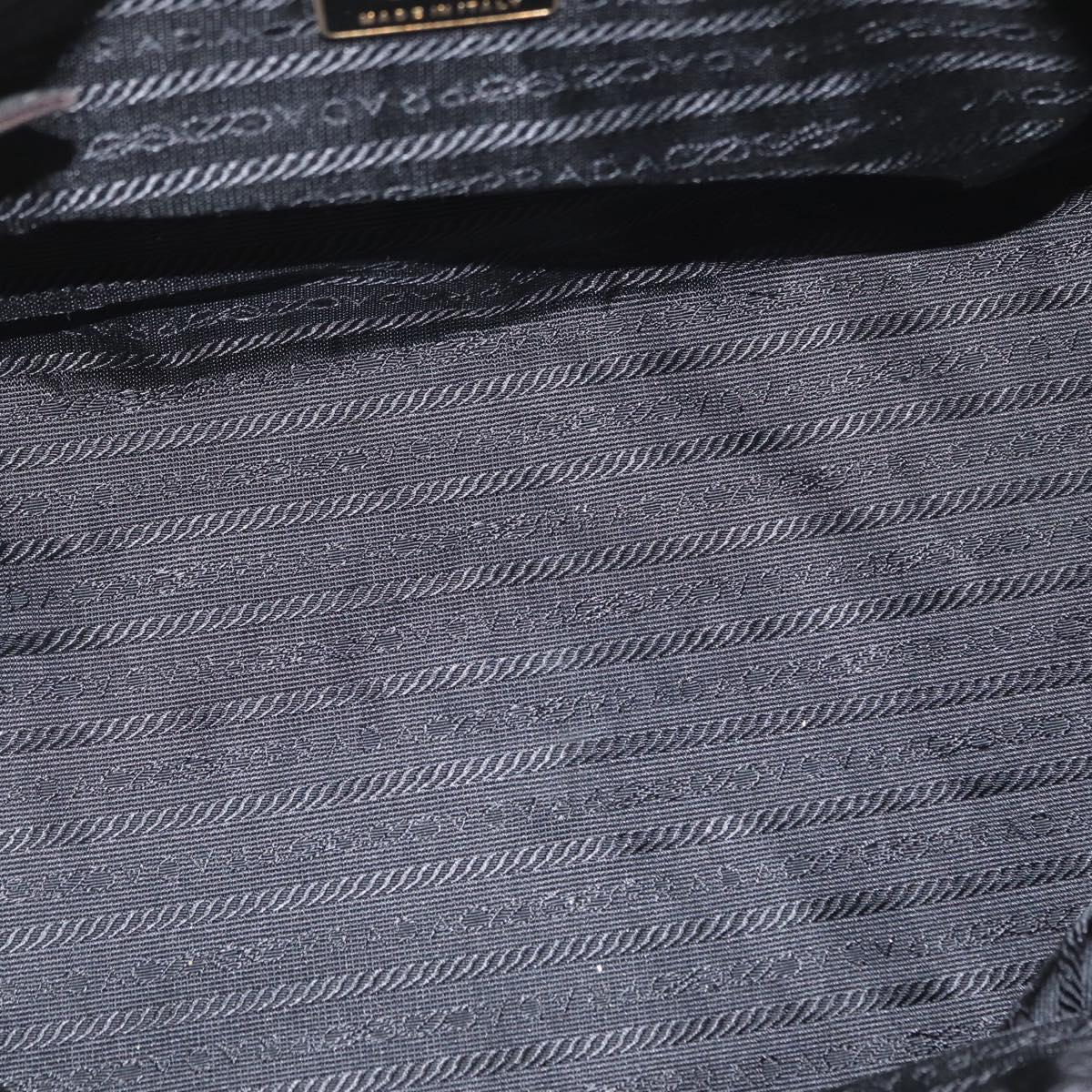 PRADA Chain Hand Bag Nylon Black Gold Auth 171579