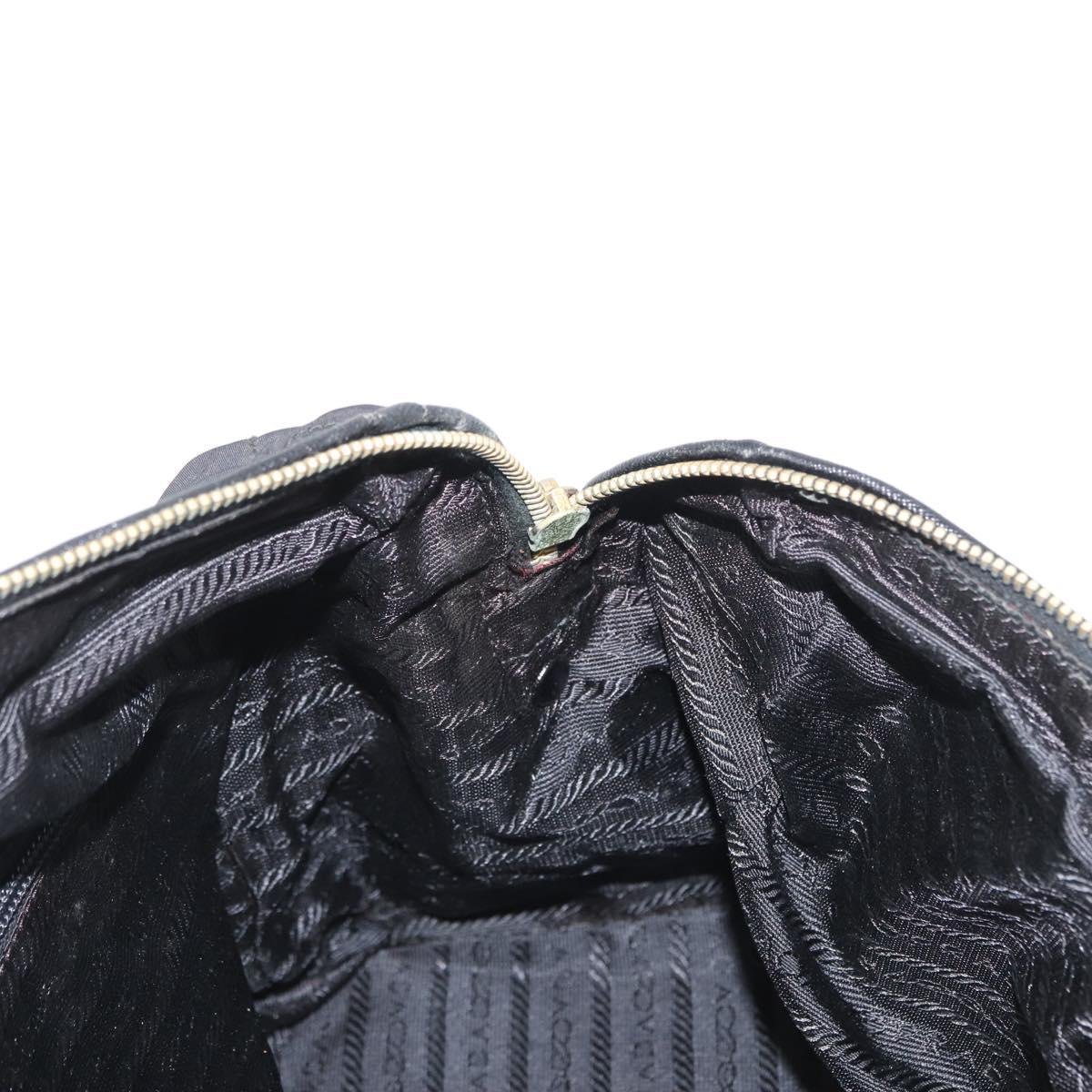 PRADA Chain Hand Bag Nylon Black Gold Auth 171579