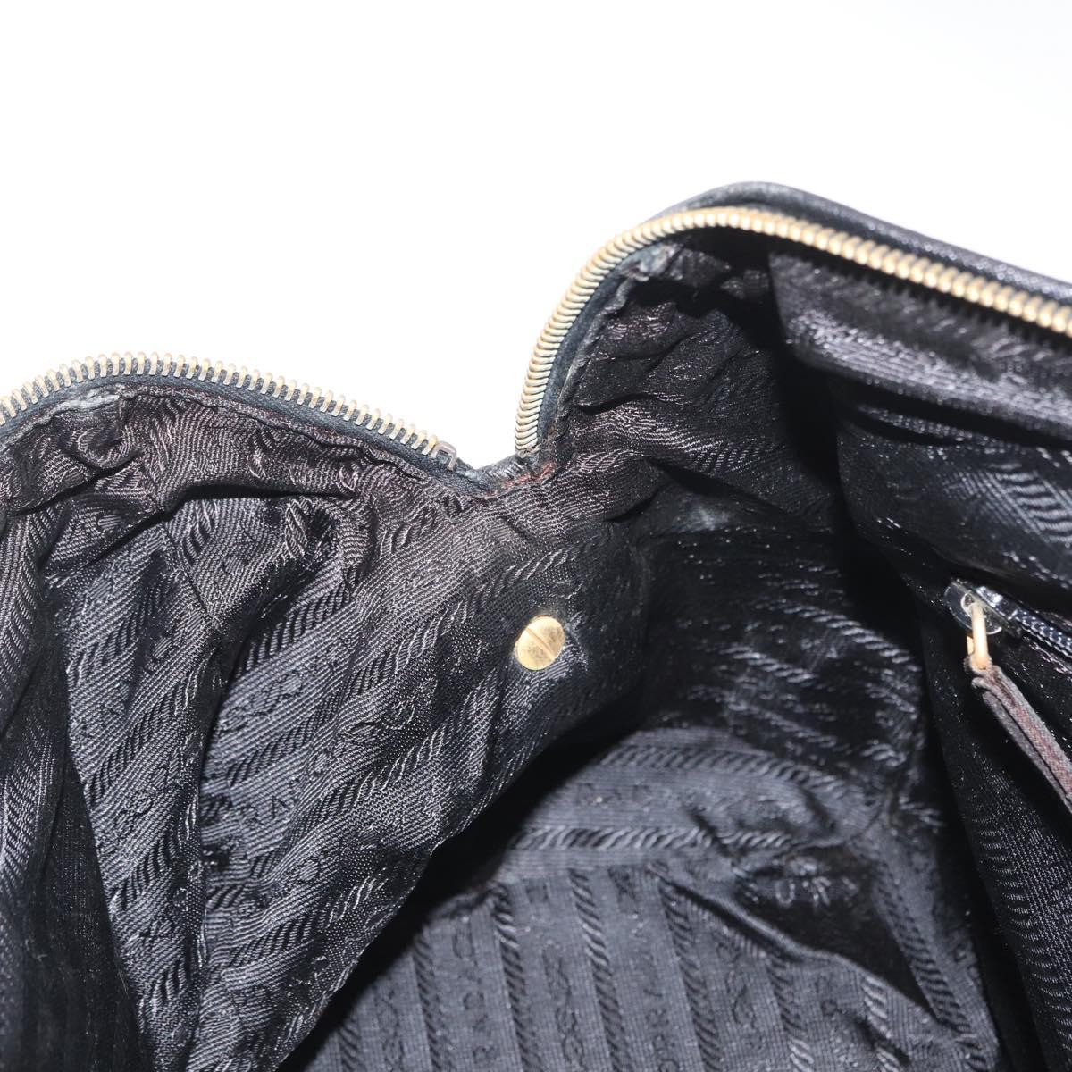 PRADA Chain Hand Bag Nylon Black Gold Auth 171579