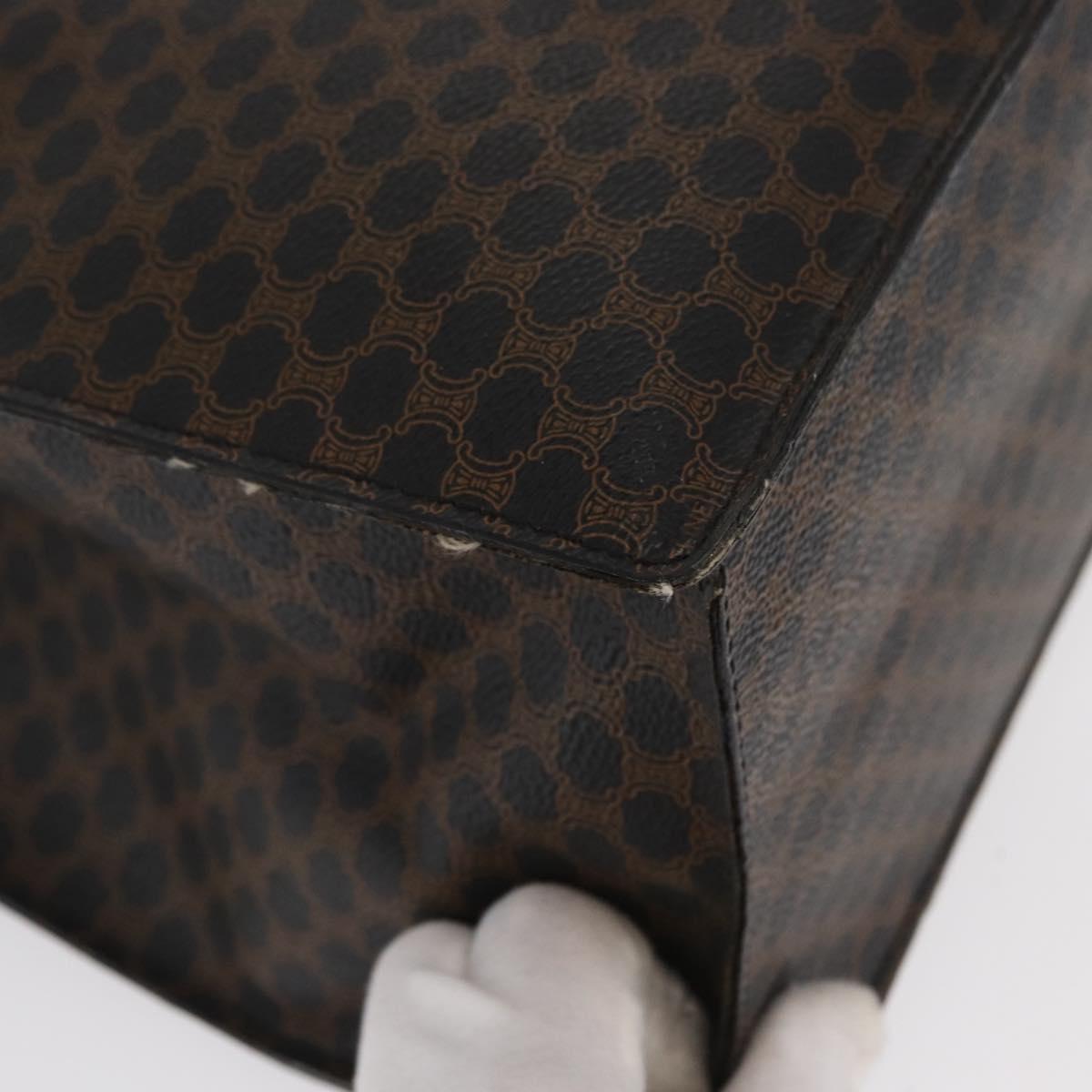 CELINE Macadam Canvas Hand Bag PVC Leather Black Gold Auth 171585