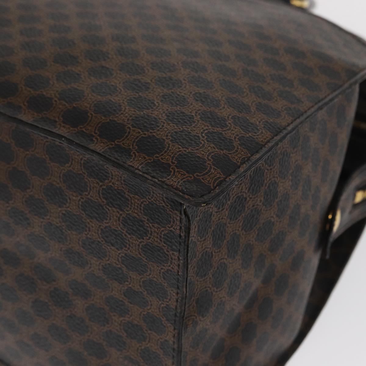 CELINE Macadam Canvas Hand Bag PVC Leather Black Gold Auth 171585